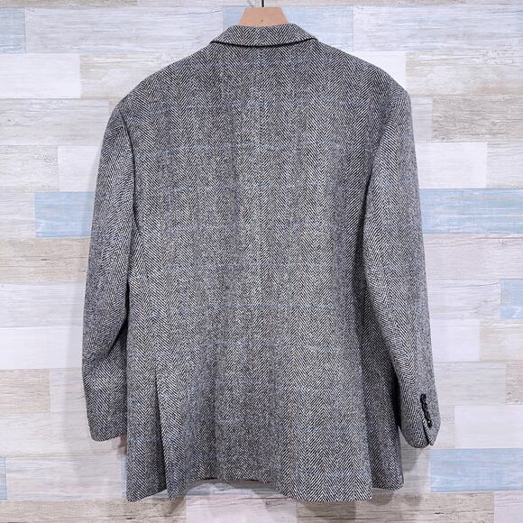 Harris Tweed Stafford Wool Sport Coat Gray Herringbone Check Classic Mens 48R - Picture 5 of 10